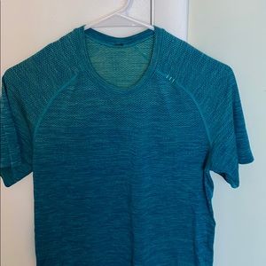Lululemon green/turquoise workout shirt, size XS